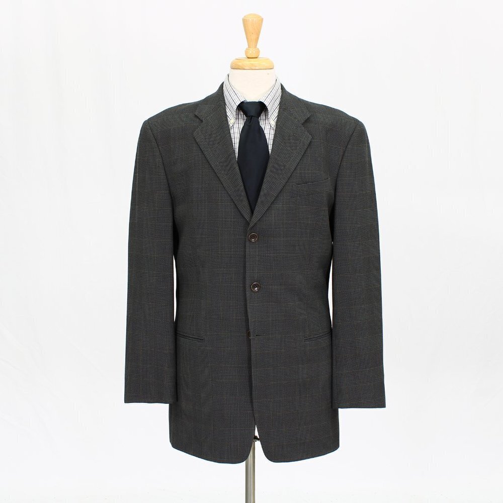 Armani Collezioni 42L Green Check 3-Button Sport Coat Blazer Jacket O464